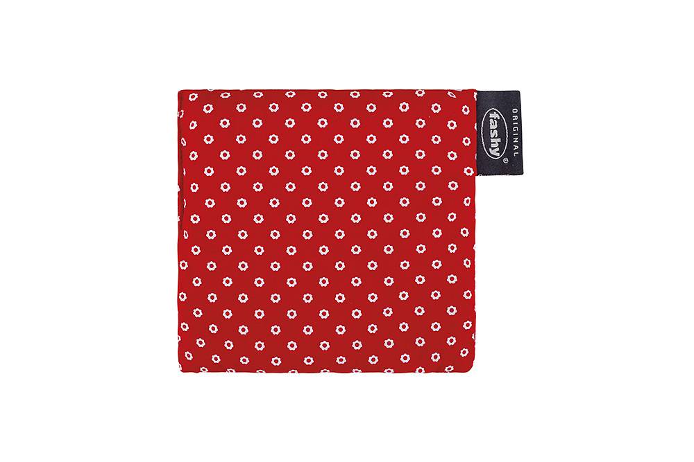 Warmtekussen druivenpitten 12x12 cm. rood/wit