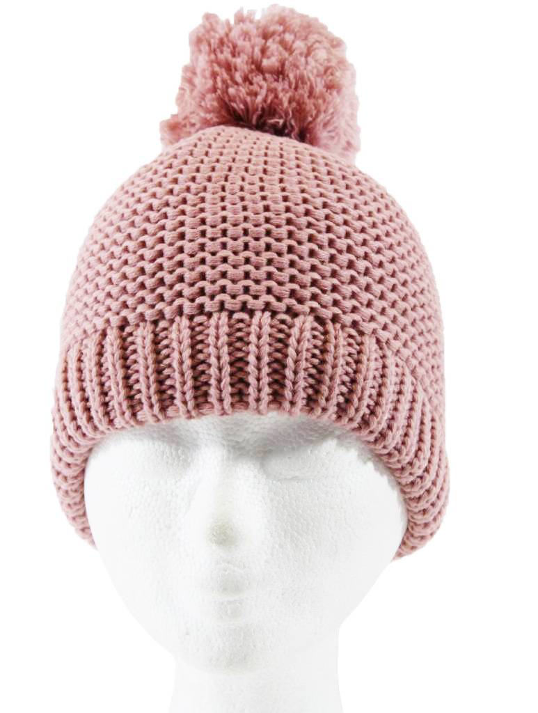 Dames Muts gebreid met Pompon Verschillende Kleuren Dames Muts gebreid met Pompon Verschillende Kleuren