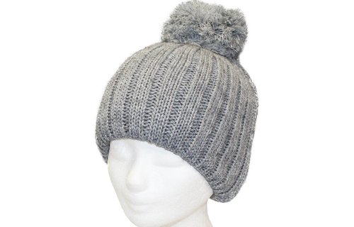 Gebreide Pomponmuts Lurex   verschillende kleuren