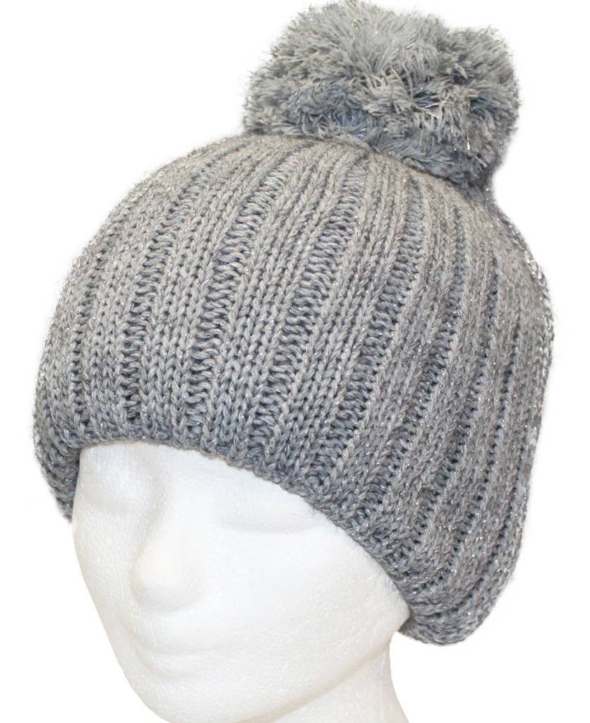 Gebreide Pomponmuts Lurex   verschillende kleuren Gebreide Pomponmuts Lurex   verschillende kleuren