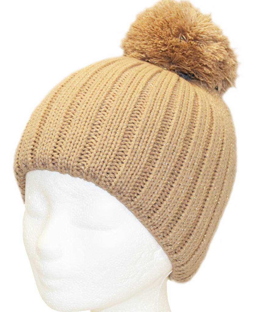 Gebreide Pomponmuts Lurex   verschillende kleuren Gebreide Pomponmuts Lurex   verschillende kleuren