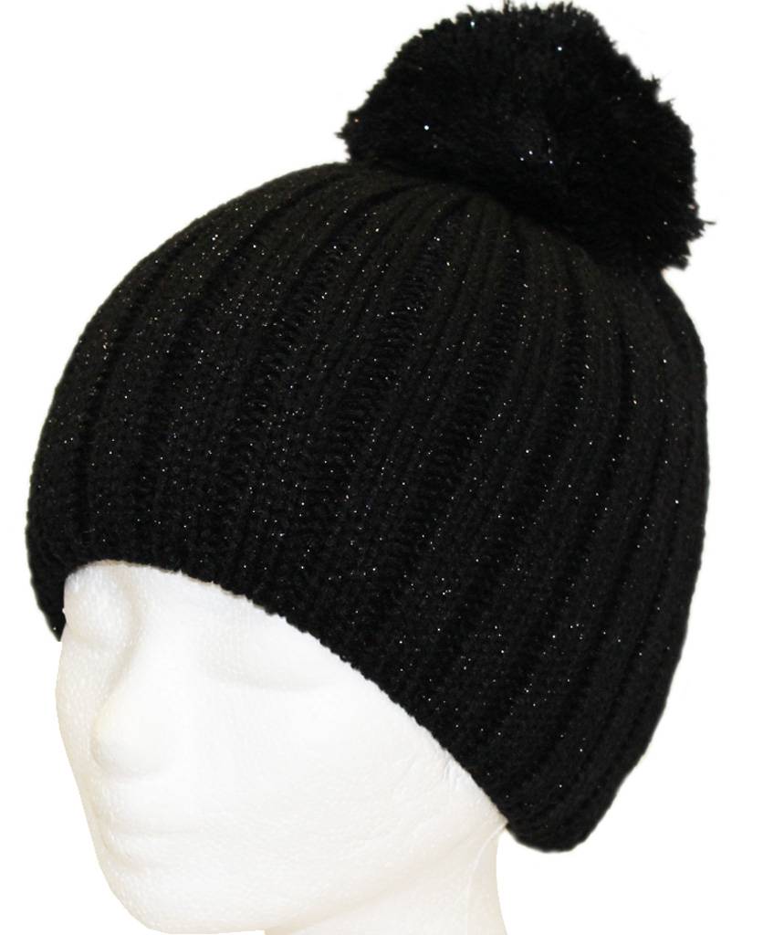 Gebreide Pomponmuts Lurex   verschillende kleuren Gebreide Pomponmuts Lurex   verschillende kleuren