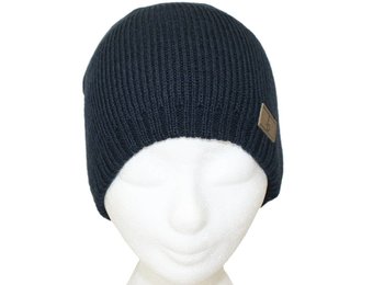 Muts gebreid blauw met Logo