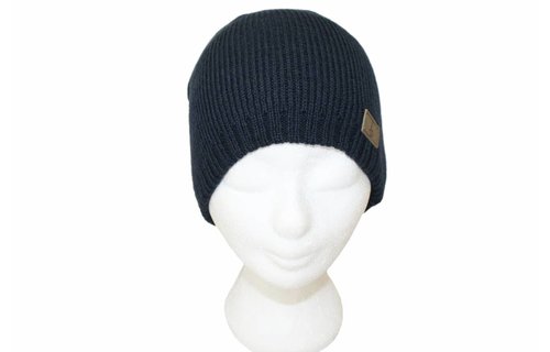 Muts gebreid blauw met Logo