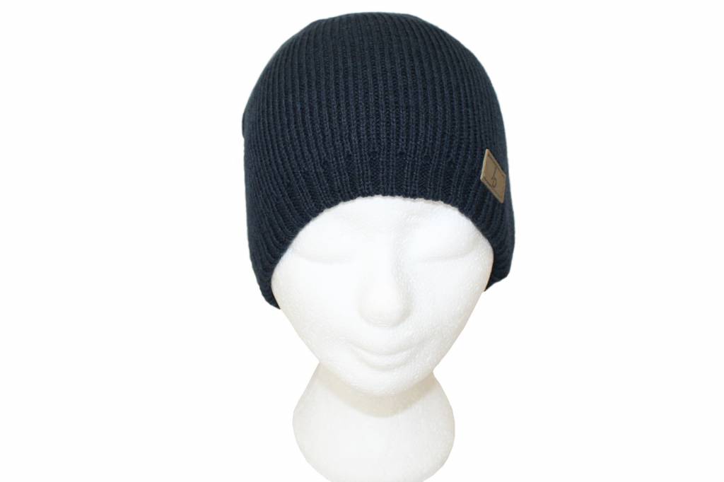 Muts gebreid blauw met Logo