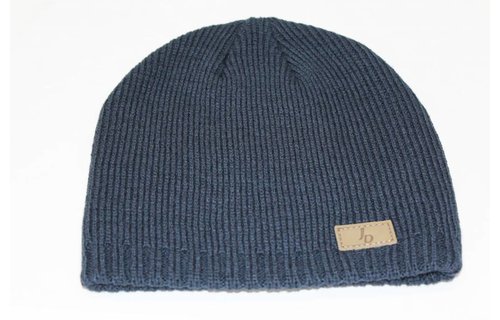 Muts gebreid blauw met Logo