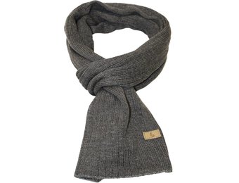 Gebreide sjaal grijs met logo