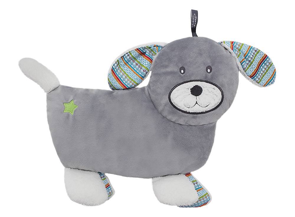 Warmteknuffel Dodo dog met kruik 0,8 L. Velours taupe 31x32 cm
