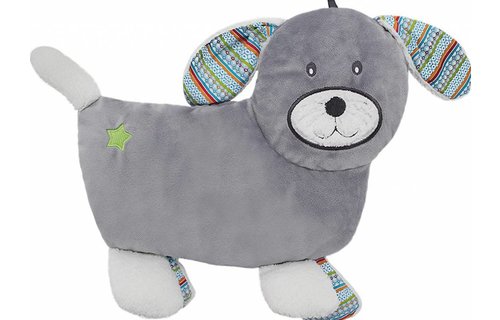 Warmteknuffel Dodo dog met kruik 0,8 L. Velours taupe 31x32 cm