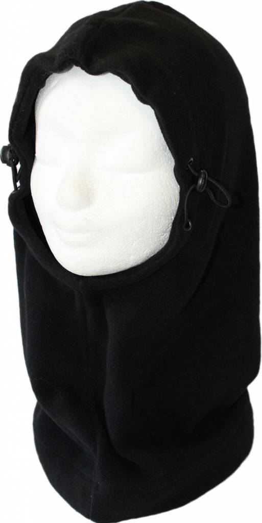 Bivakmuts Fleece extra lang zwart