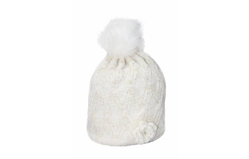 Meisjes Muts Lurex - fur pompon Ecru