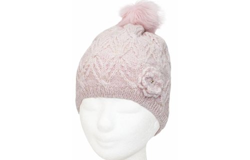 Meisjes Muts Lurex - fur pompon Roze
