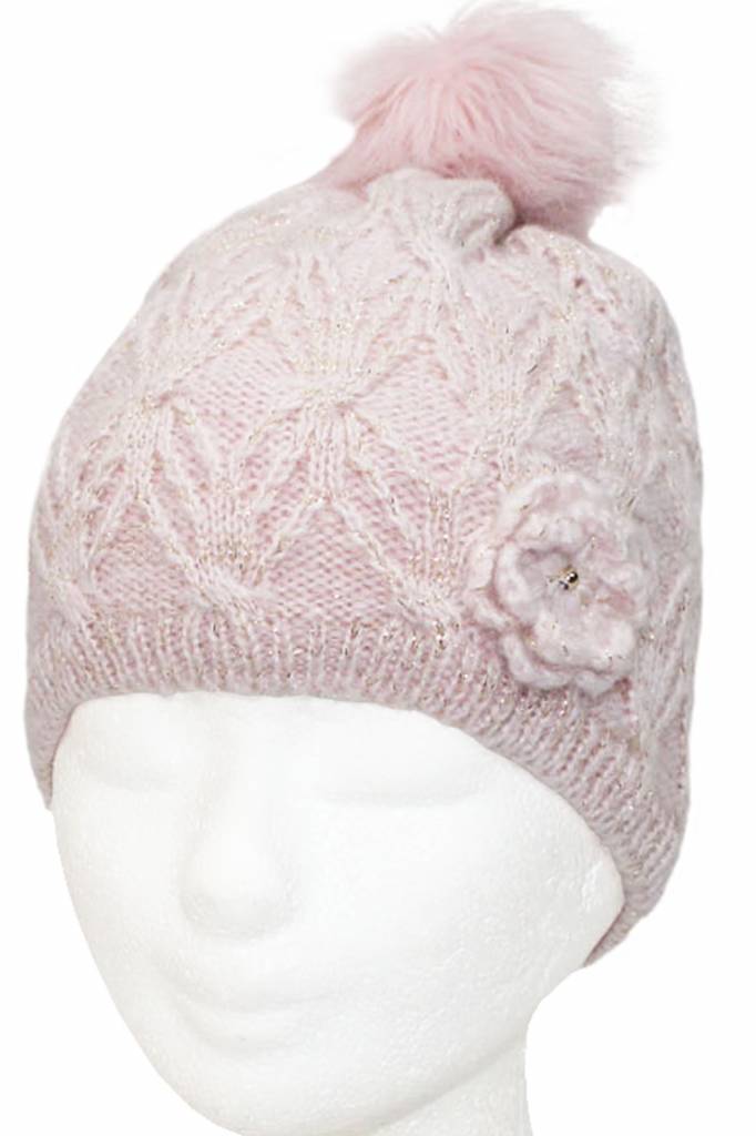 Meisjes Muts Lurex - fur pompon Roze