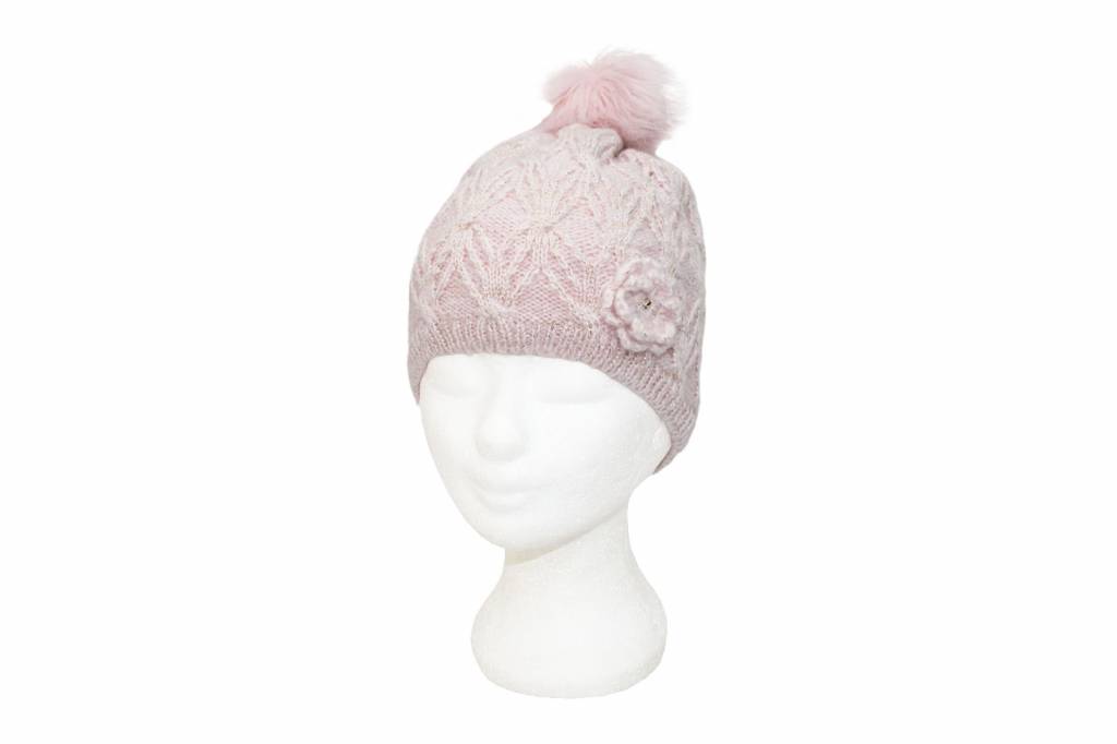 Meisjes Muts Lurex - fur pompon Roze