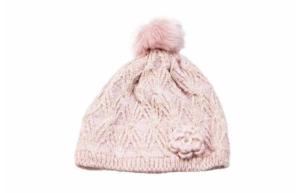 Meisjes Muts Lurex - fur pompon Roze Meisjes Muts Lurex - fur pompon Roze