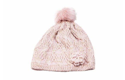 Meisjes Muts Lurex - fur pompon Roze