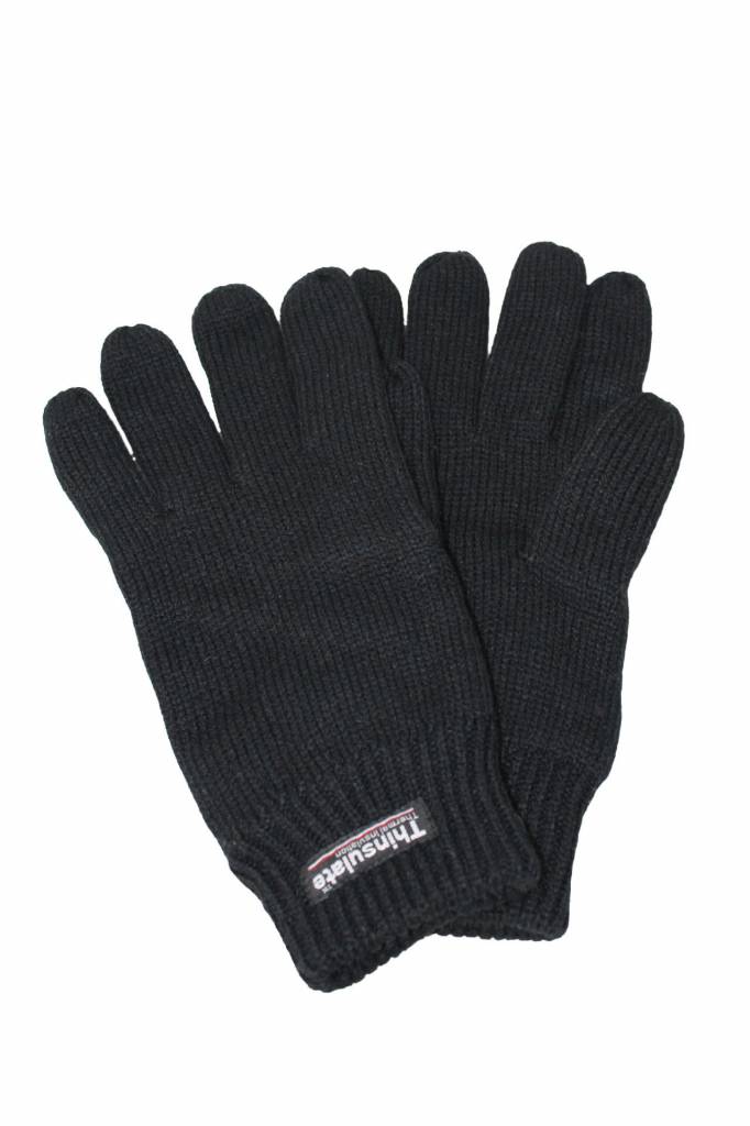 Normaal beneden toon Gebreide Heren Handschoenen Thinsulate Zwart | Megatip.be
