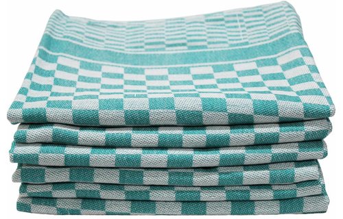 Theedoek Blokdoek 100% katoen 6 st. Groen Theedoek Blokdoek 100% katoen 6 st. Groen