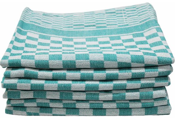 Theedoek Blokdoek 100% katoen 6 st. Groen