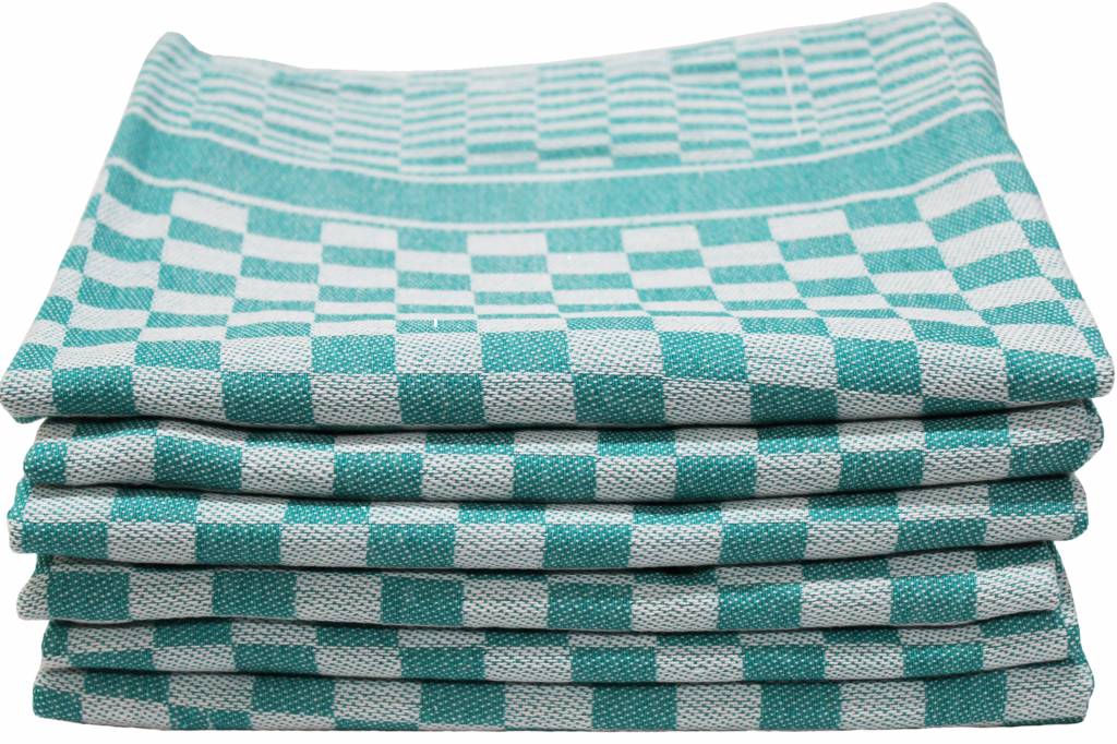 Theedoek Blokdoek 100% katoen 6 st. Groen Theedoek Blokdoek 100% katoen 6 st. Groen