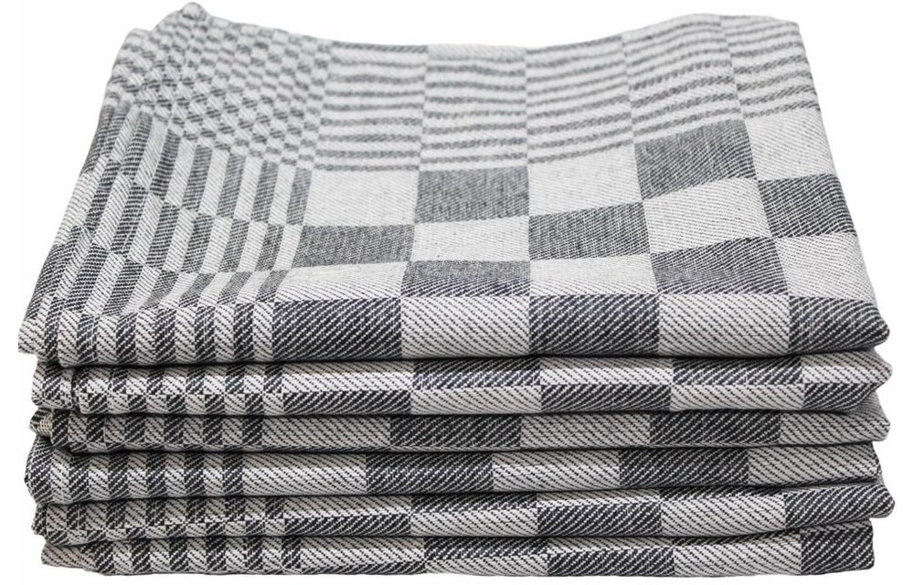 Theedoek Blokdoek 100% katoen 10 st. Zwart Theedoek Blokdoek 100% katoen 10 st. Zwart