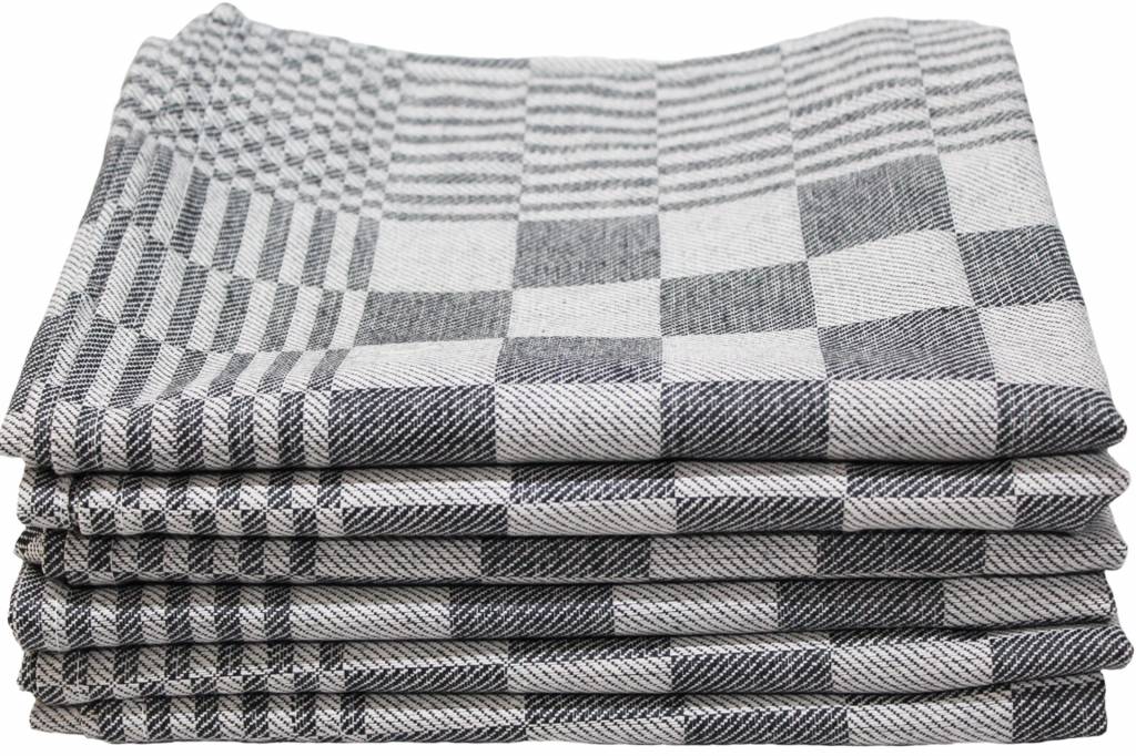 Theedoek Blokdoek 100% katoen 10 st. Zwart