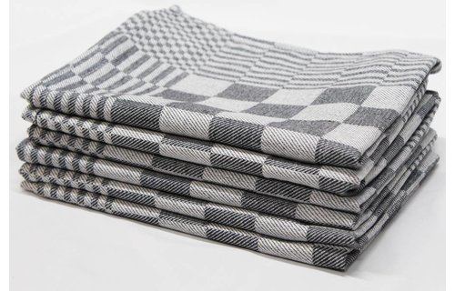 Theedoek Blokdoek 100% katoen 10 st. Zwart