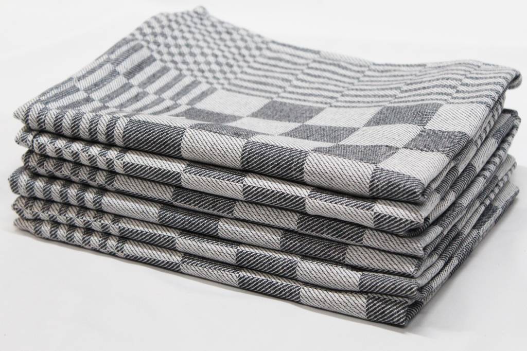 Theedoek Blokdoek 100% katoen 10 st. Zwart