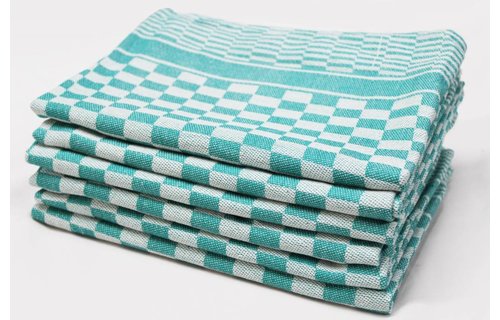 Theedoek Blokdoek 100% katoen 6 st. Groen Theedoek Blokdoek 100% katoen 6 st. Groen