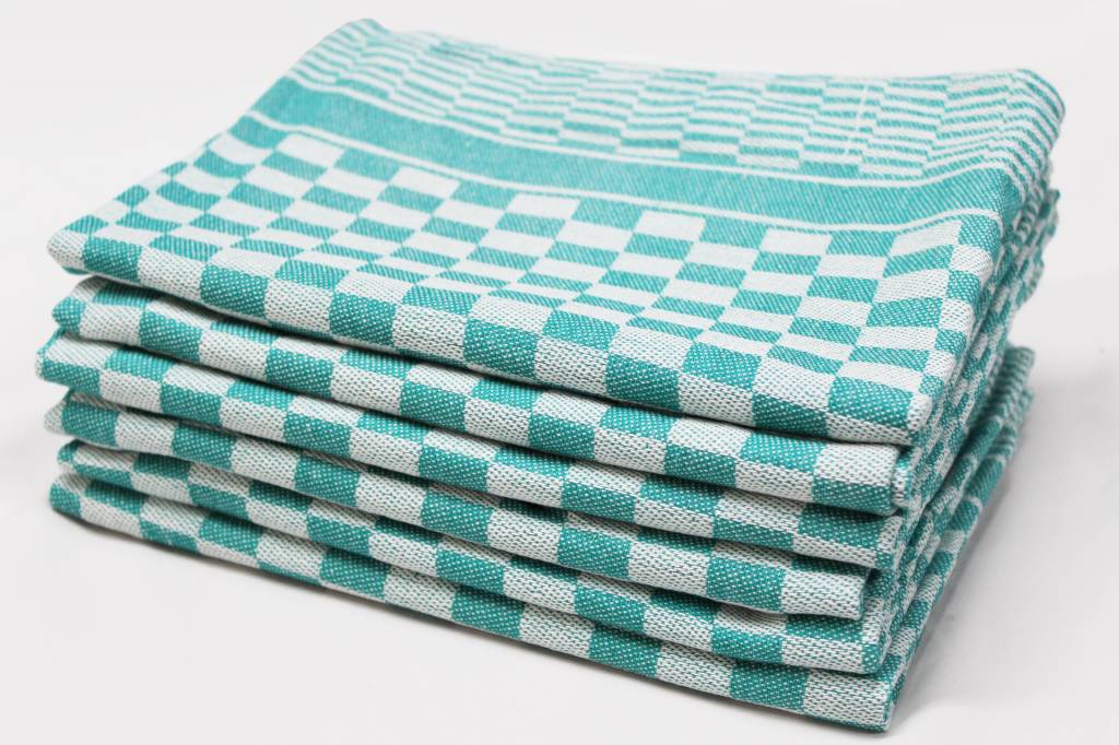 Theedoek Blokdoek 100% katoen 6 st. Groen Theedoek Blokdoek 100% katoen 6 st. Groen