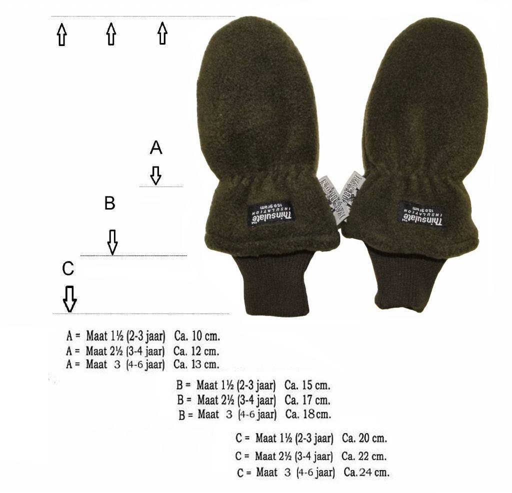 Fleece wanten kinderen Kaki Fleece wanten kinderen Kaki
