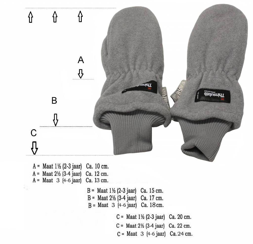 Fleece wanten kinderen licht Grijs Fleece wanten kinderen licht Grijs