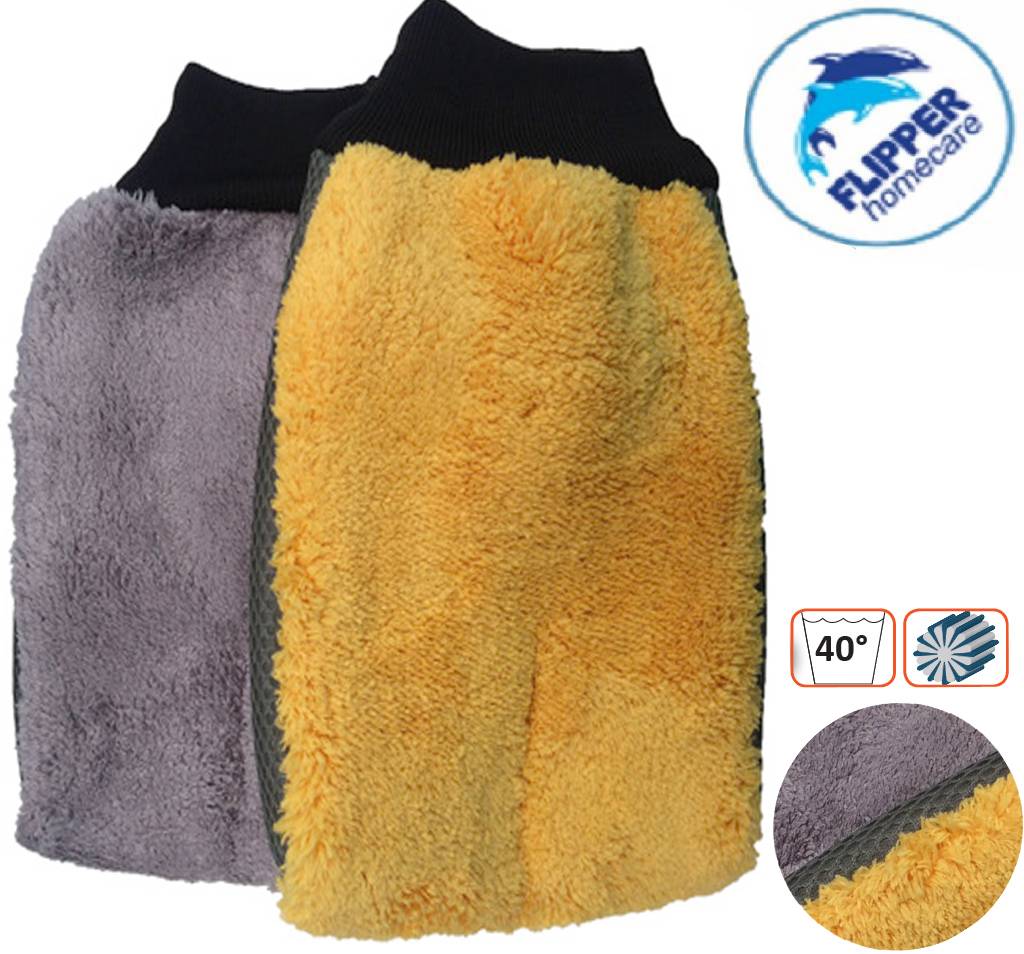 Microvezel Handschoen 15 x 28 cm " Car wash Multi 4 in 1 " Microvezel Handschoen 15 x 28 cm " Car wash Multi 4 in 1 "