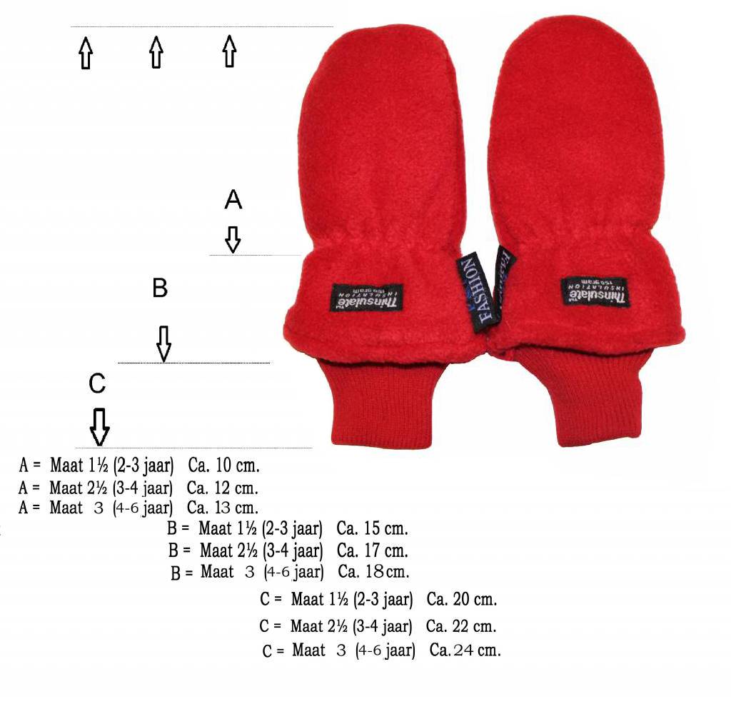 Fleece wanten kinderen Rood Fleece wanten kinderen Rood