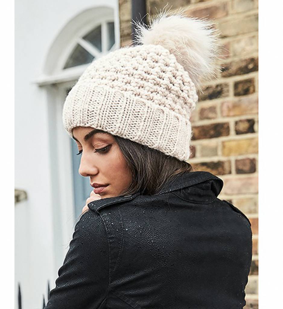 Gebreide Muts Fur Pom Pom