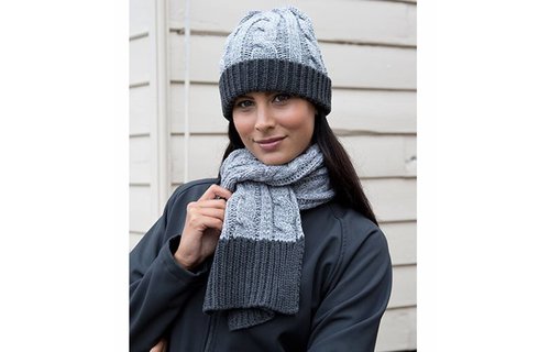 Grof gebreide Muts met boord Grijs Grof gebreide Muts met boord Grijs