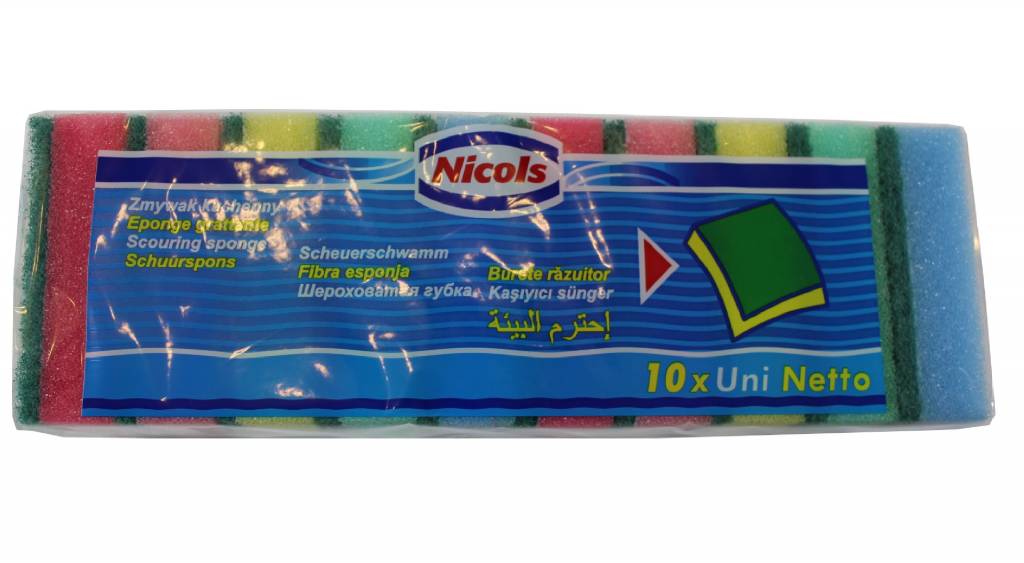 Set van 10 schuurspons Gekleurd