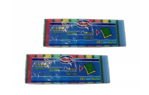 Set van 10 schuurspons Gekleurd