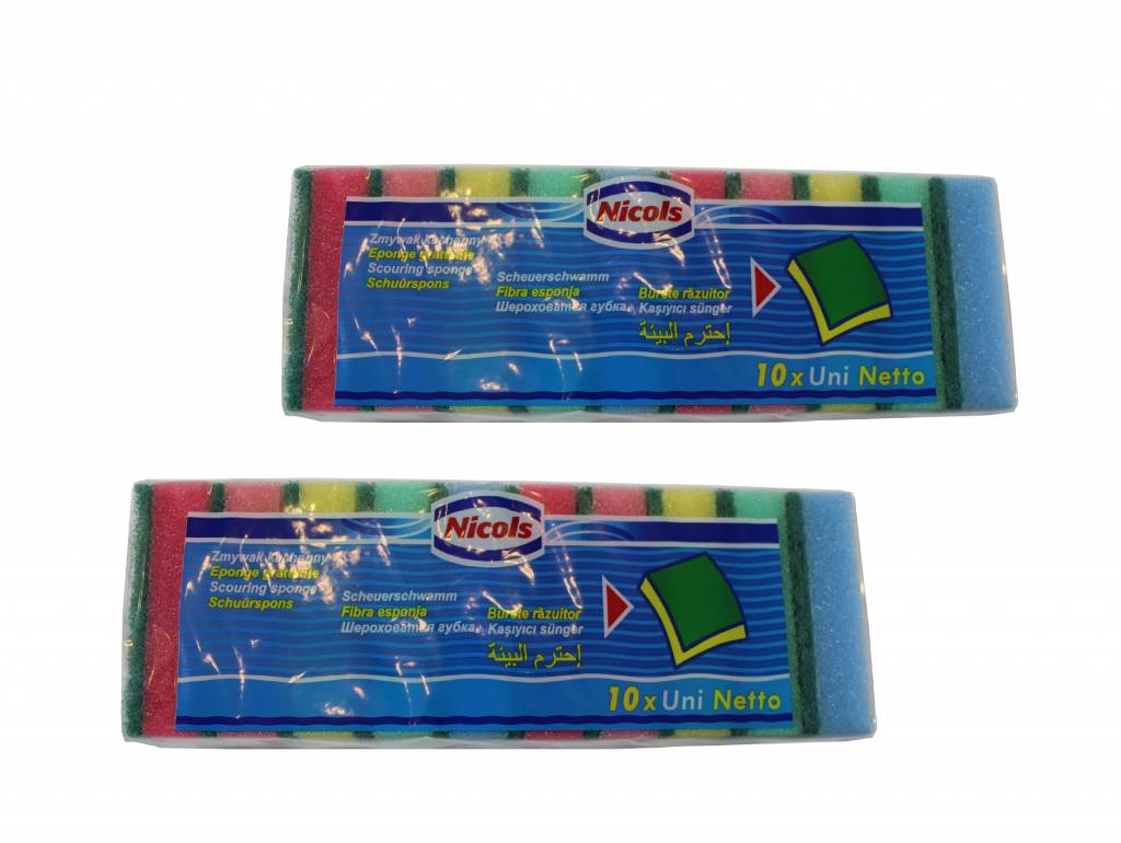 Set van 10 schuurspons Gekleurd