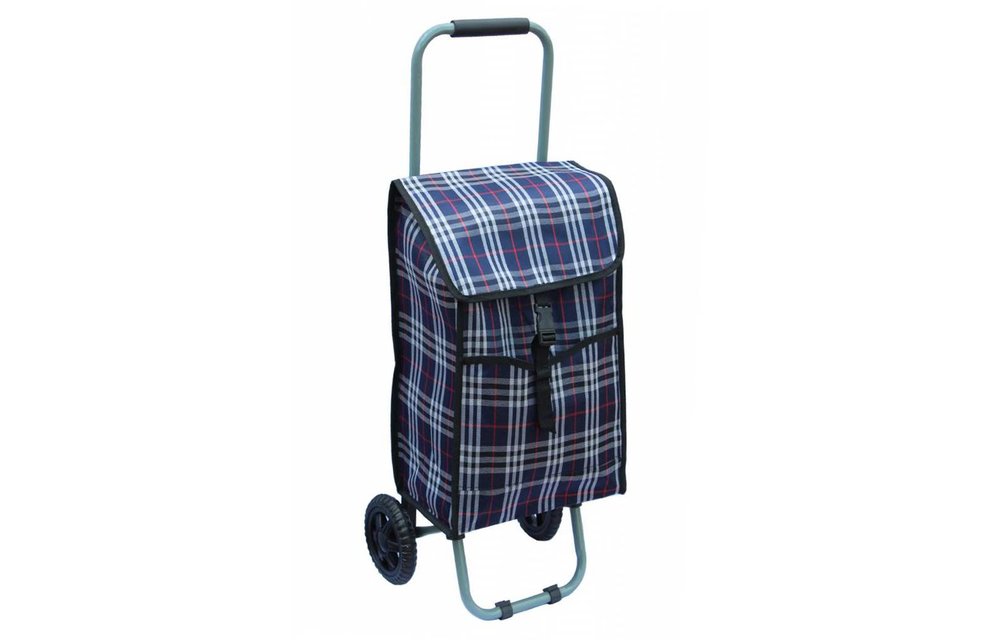 Boodschappentrolley 24 L. Blauw / Wit geruit (Mini formaat) Boodschappentrolley 24 L. Blauw / Wit geruit (Mini formaat)