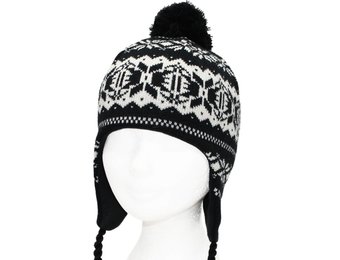 Gebreide Peru Muts Unisex Zwart/Wit