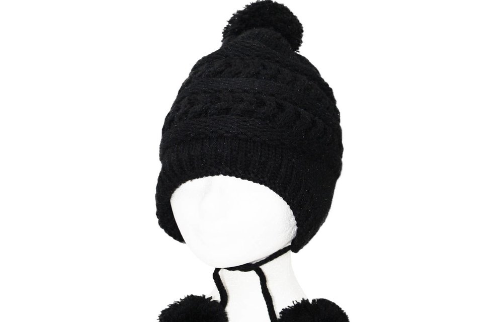 Pompon Muts met Lurex Black Pompon Muts met Lurex Black