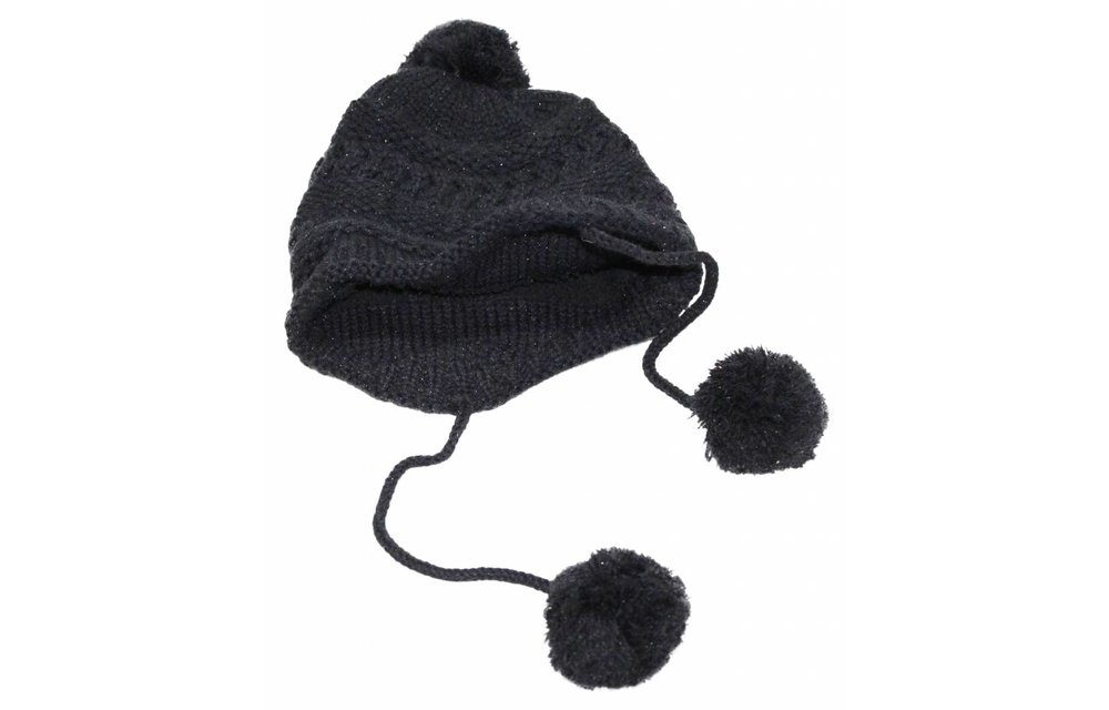 Pompon Muts met Lurex Black Pompon Muts met Lurex Black