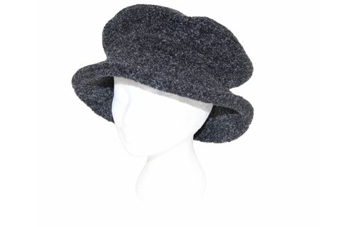 Dames Hoedje Teddy / Fleece Zwart - Grijs gespikkeld