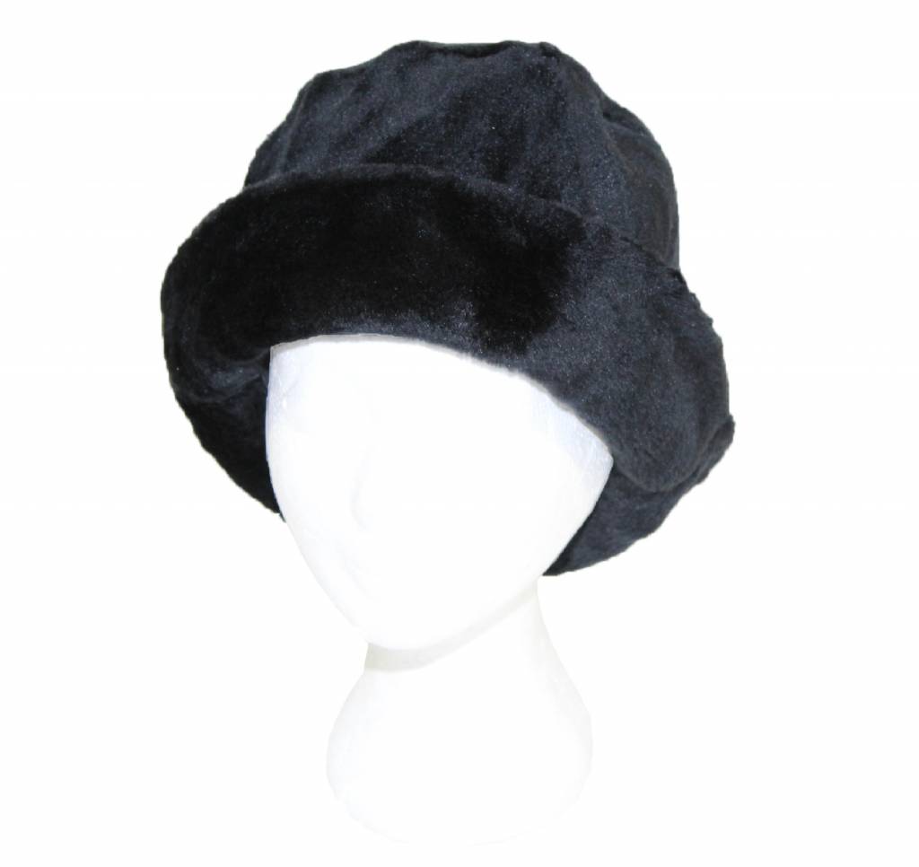 Dames Hoedje Pels / Bont met boord Zwart Dames Hoedje Pels / Bont met boord Zwart