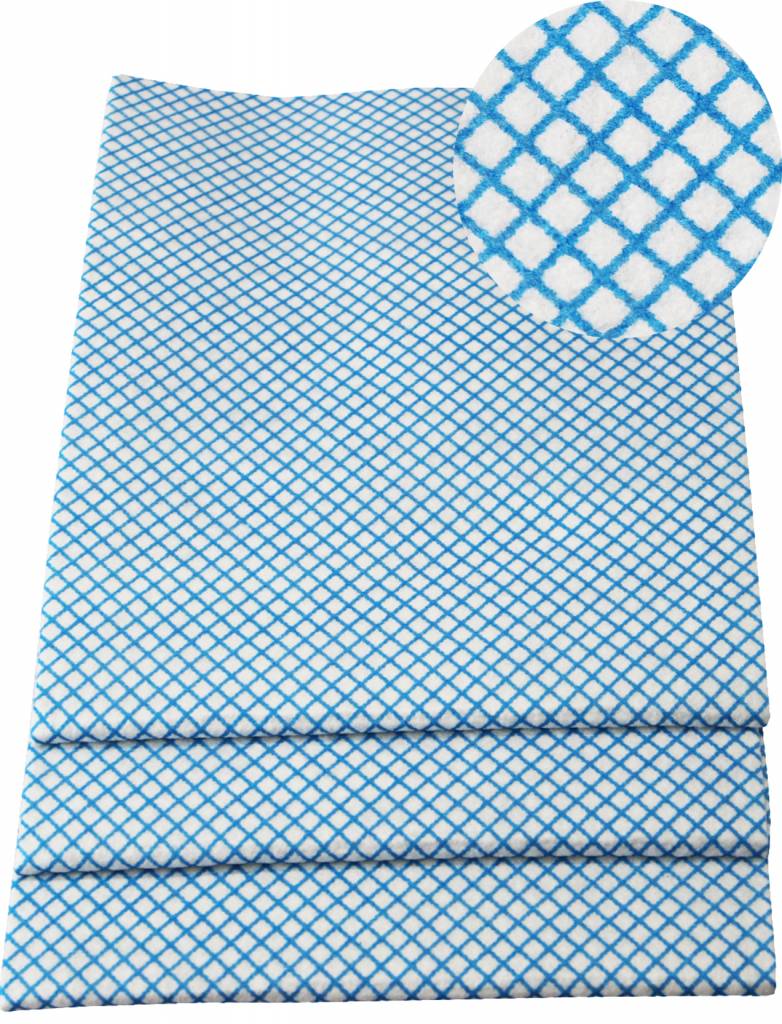 Dweil Viscose Blauw  geruit 50x70cm  ( 3 st.)  extra hygiëne