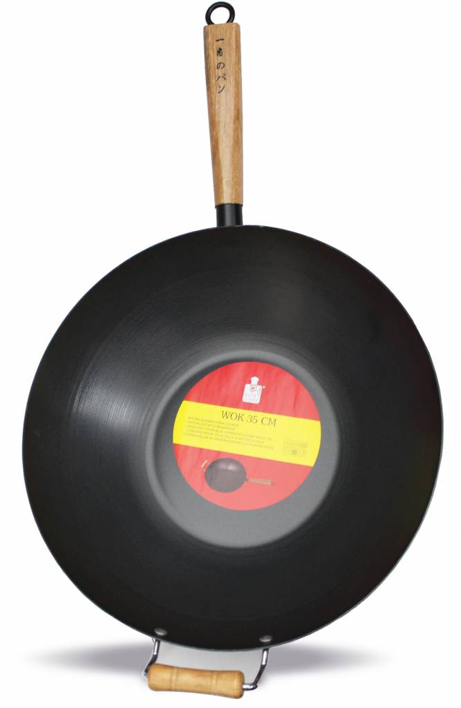 Wok 35 cm.   Staal