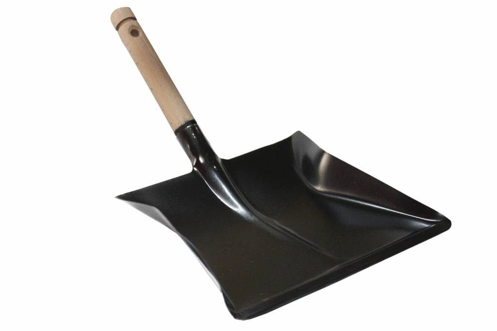 Zwart metaal Stofblik met houten steel Zwart metaal Stofblik met houten steel