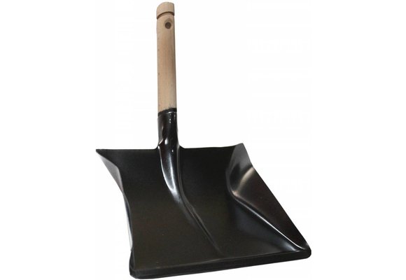 Zwart metaal Stofblik met houten steel