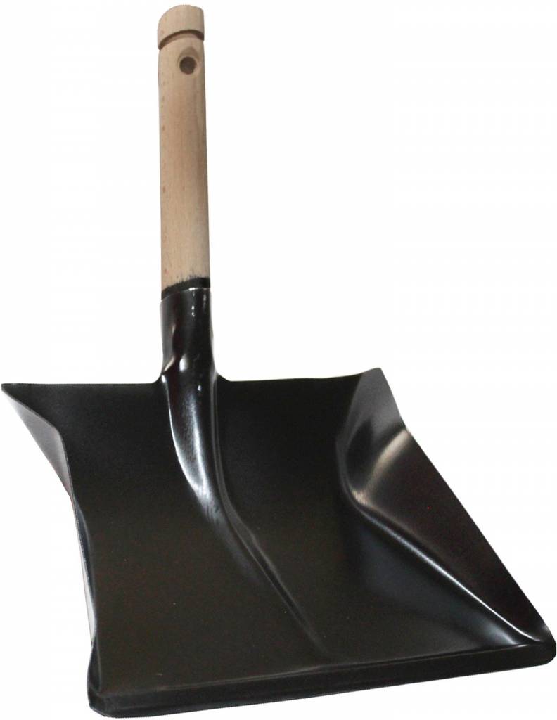 Zwart metaal Stofblik met houten steel